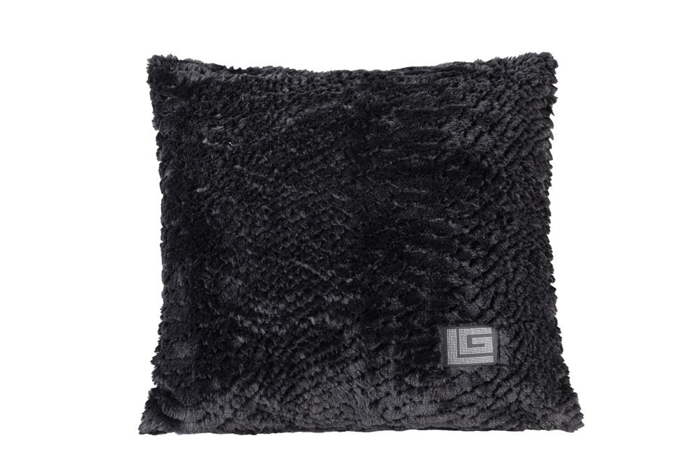 Γούνινο Διακοσμητικό Μαξιλαράκι Crusty Black 45×45