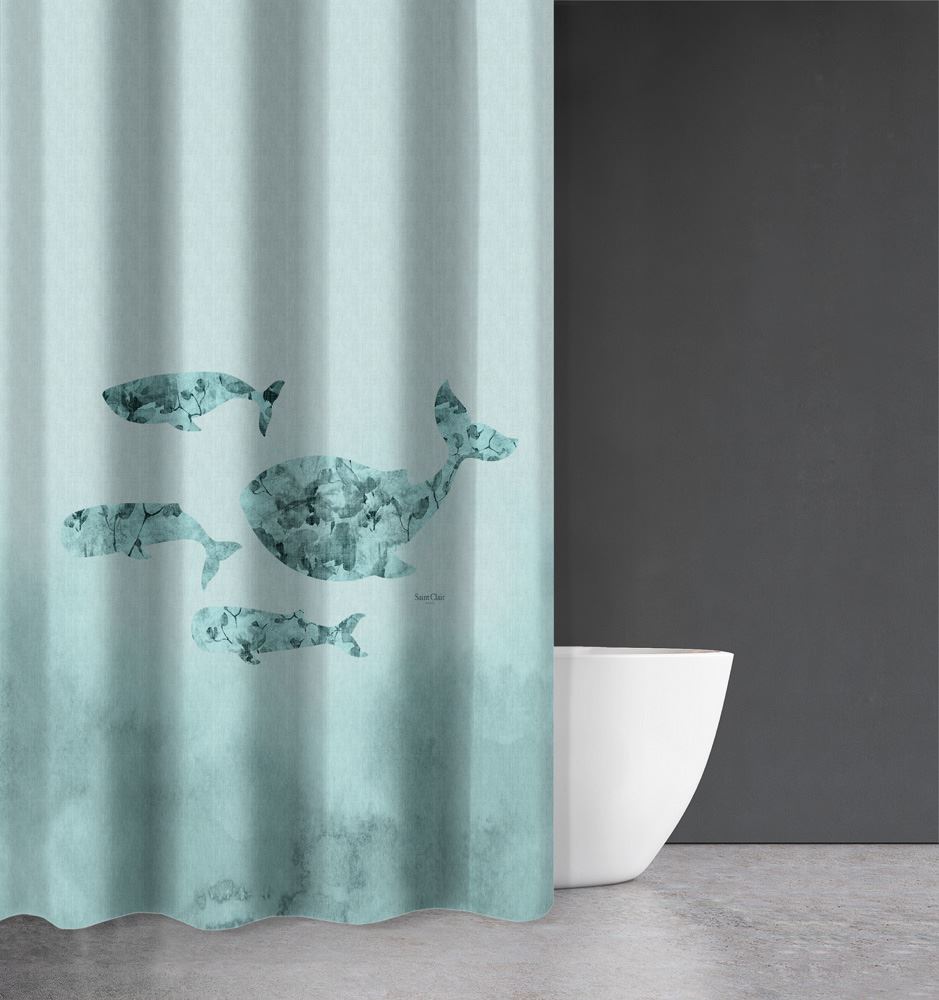 Κουρτίνα Μπάνιου Sea-Water Des 623 με Κρίκους 180×200