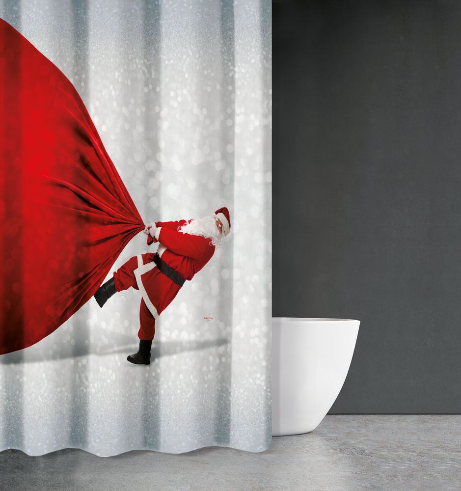 Κουρτίνα Μπάνιου Χριστουγεννιάτικη Des 409 με Κρίκους 180×200