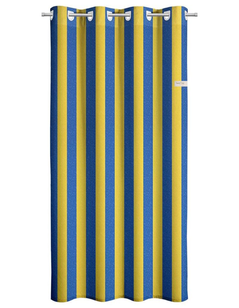 Κουρτίνα Lemon Blue Stripes με Τρουκς 165×250 Soft Touch