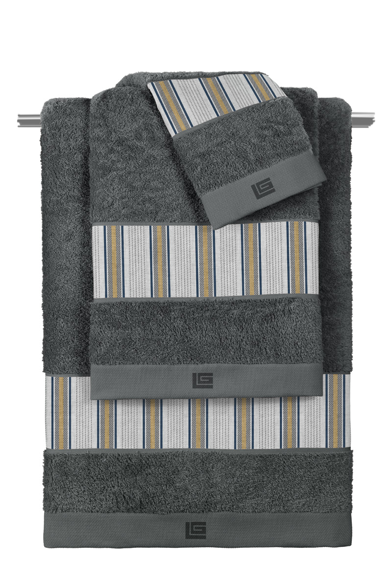 Σετ 3τμχ Πετσέτες Pinstripe Grey-Anthracite