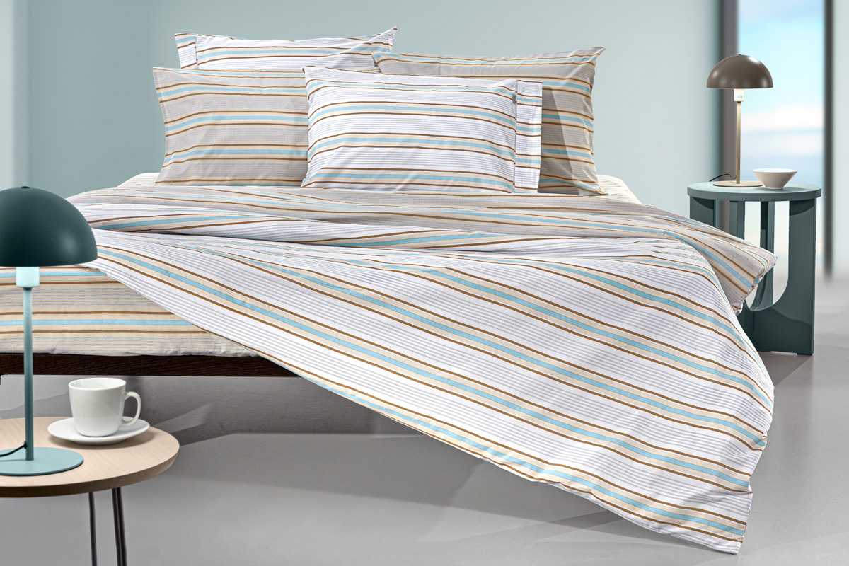 Σετ 4τμχ Σεντόνια Pinstripe Natural με Λάστιχο
