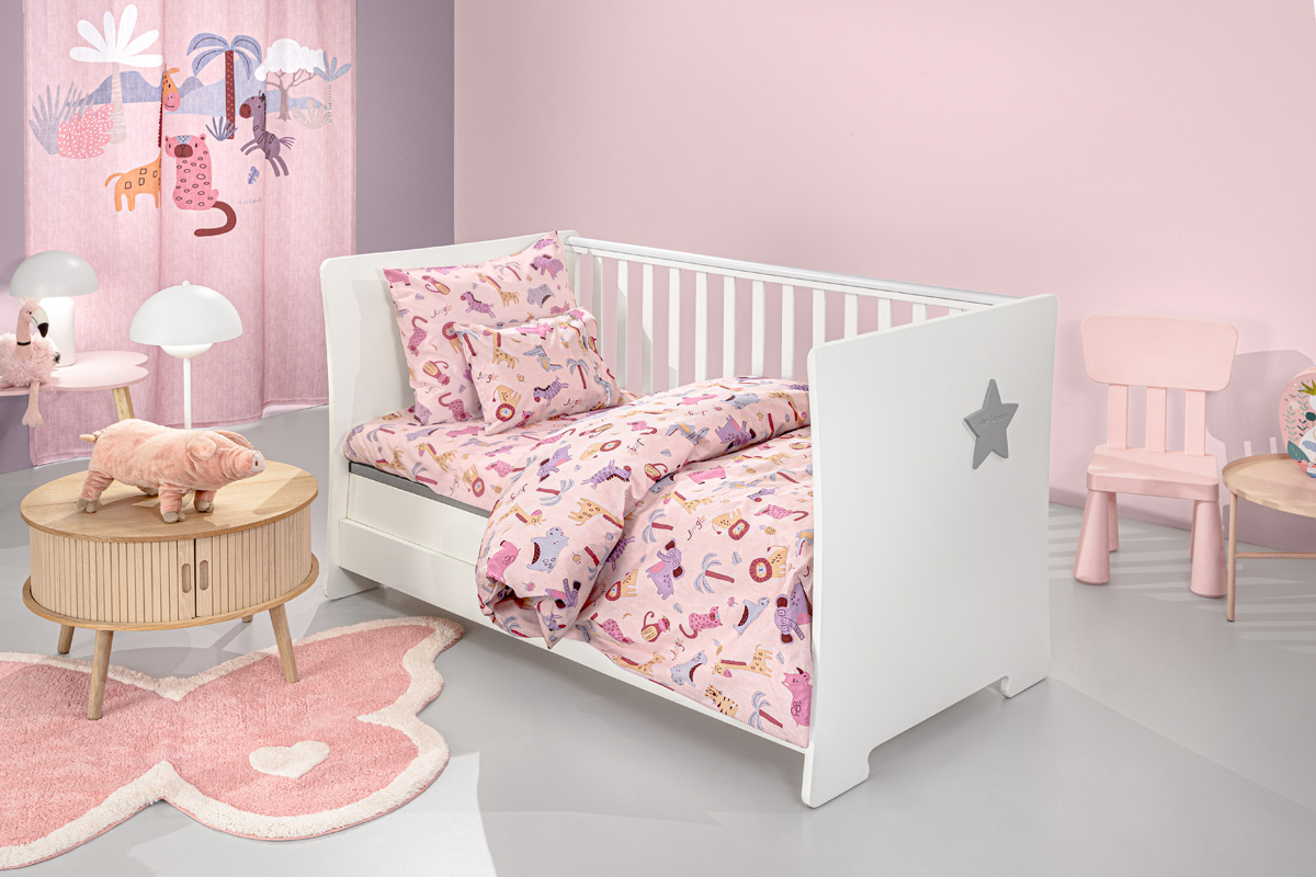 Σετ 3τμχ Βρεφικά Σεντόνια Jungle Pink