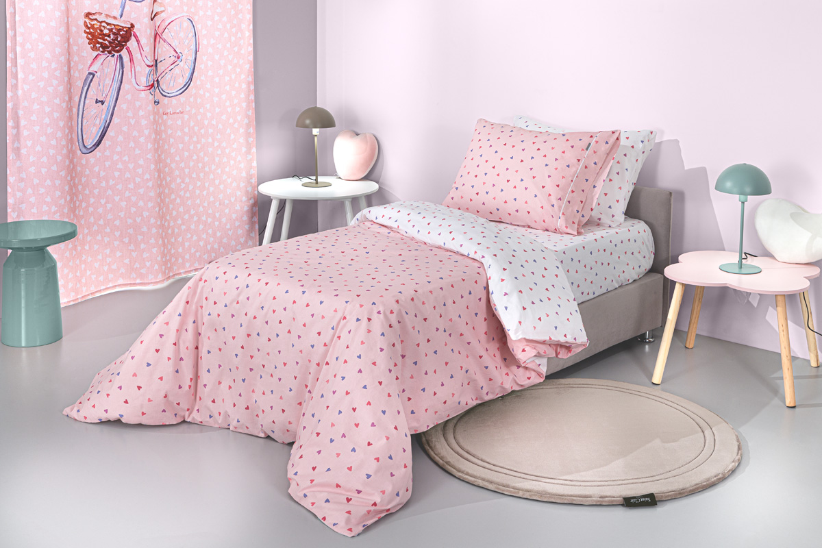Σετ 3τμχ Παιδικά Σεντόνια Amore Pink με Λάστιχο